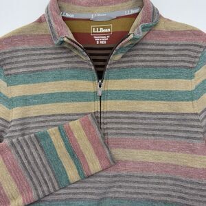 LL Bean Stretch Piqué 1/4 Zip Long Sleeve Pullover Men's‎ Southwestern Small